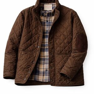 Weatherproof Vintage Quilted Barn Jacket Plaid Lined Elbow Patches M